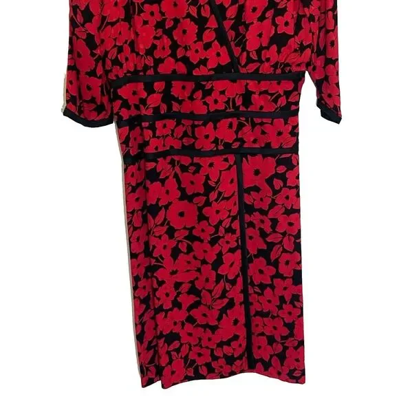 Vintage ALBERT NIPON - Unique Floral Faux Wrap Dress - size 6 - Picture 8 of 8